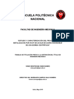 Estudio y caracterización del proceso de metalizado por HVOF de un eje de acero inoxidable de una bomba centrífuga