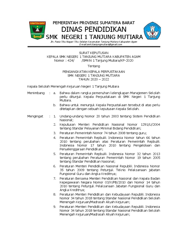 Sk Kepala Perpustakaan Pdf