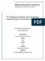 R1: Planeación Educativa Como Herramienta: Fundamental para Una Educación Con Calidad