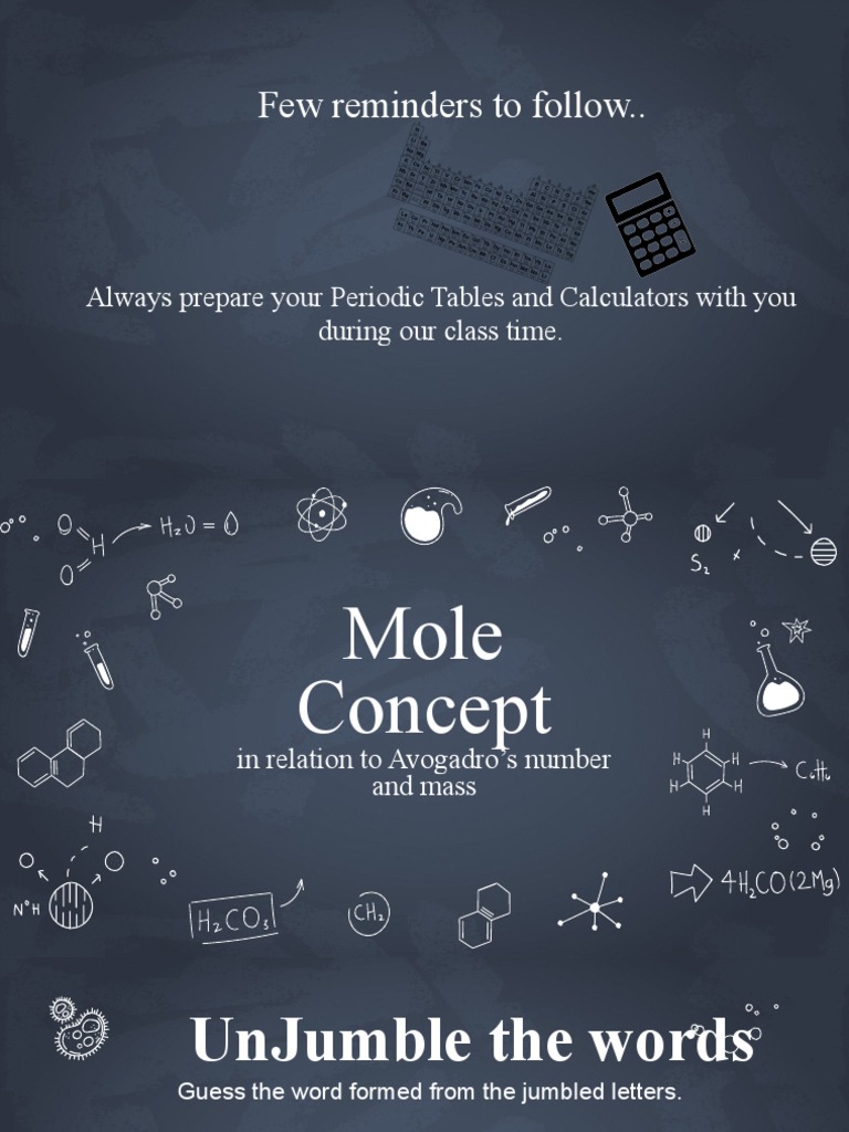 Lesson 1 2 the mole concept in relation to avogadros number and mass pdf