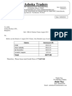 AshokaTraders Mysore GHL Claims August 2011