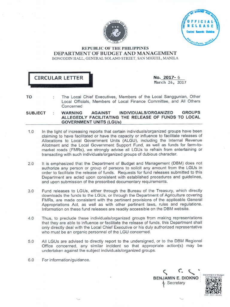 Circular Letter No. 2017 6 | PDF | Justice | Crime & Violence