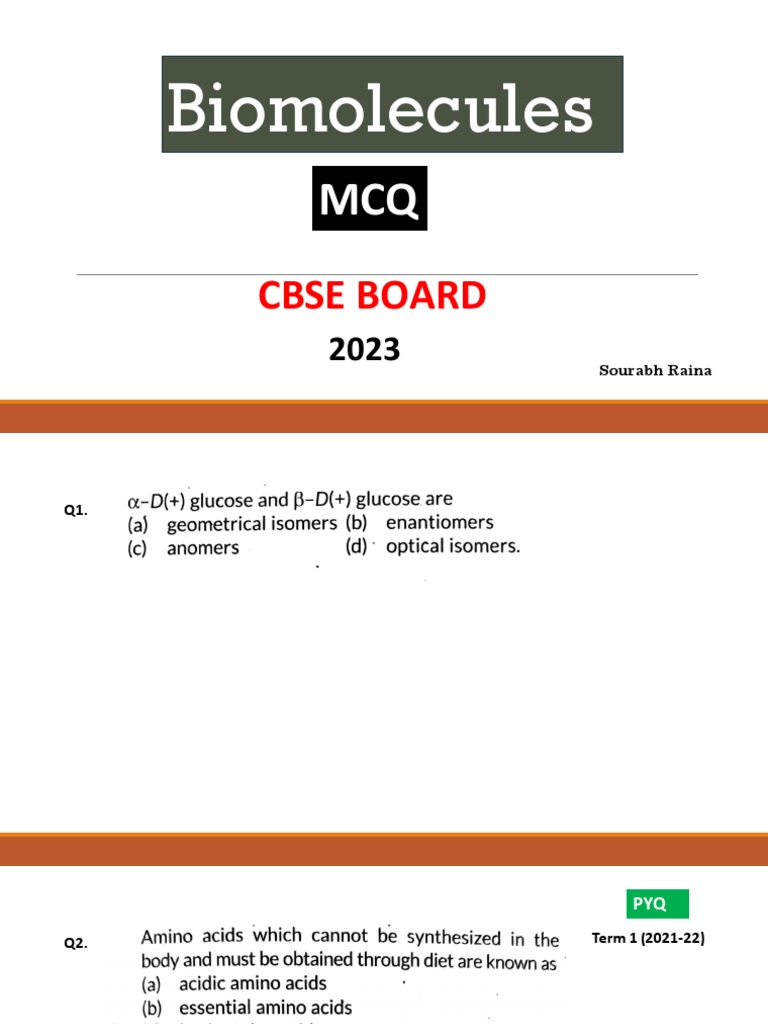 Biomolecules MCQ PDF PDF