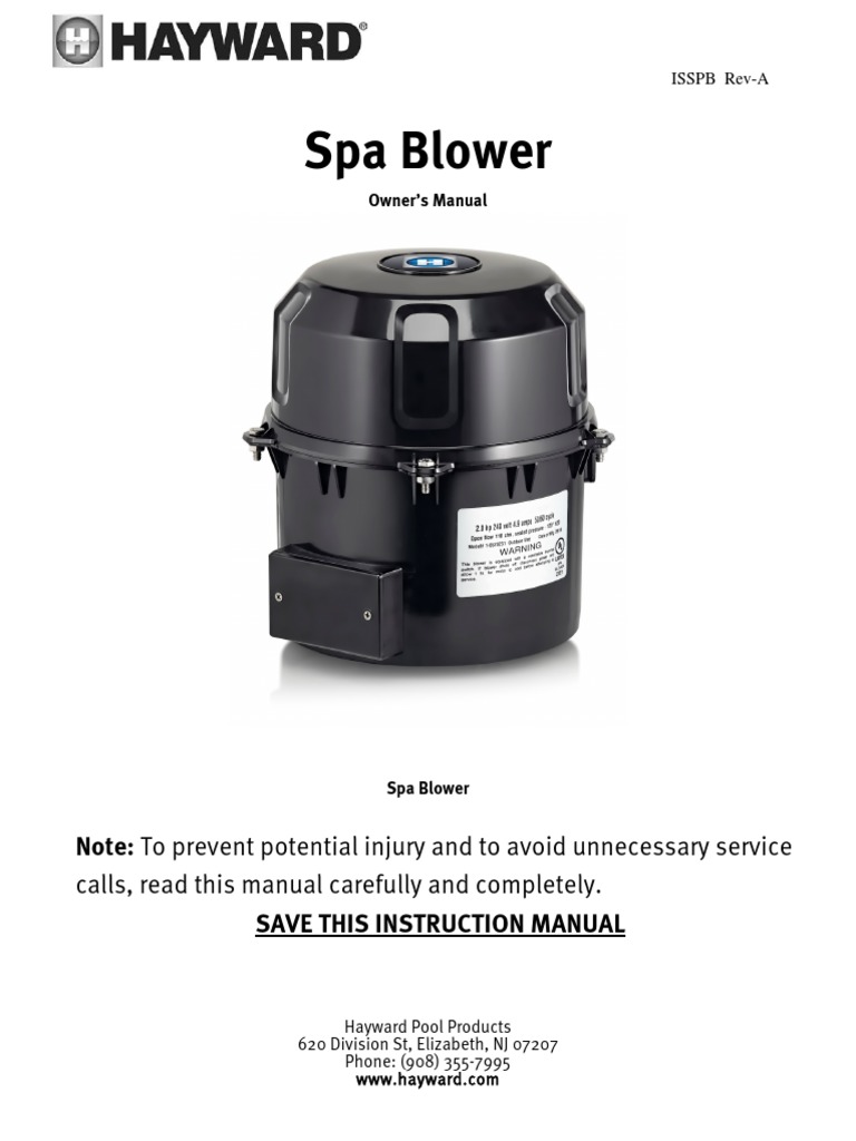 Spa Blower Manual | PDF | Pump | Electrical Wiring
