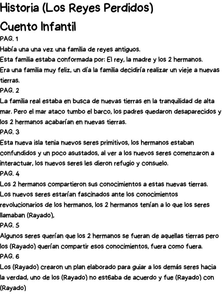 Historia Los Reyes Perdidos Cuento Infantil Pdf Pdf