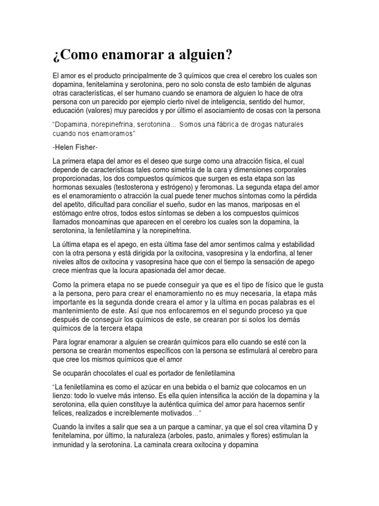 Como Enamorar A Alguien PDF | PDF | Amor | Serotonina