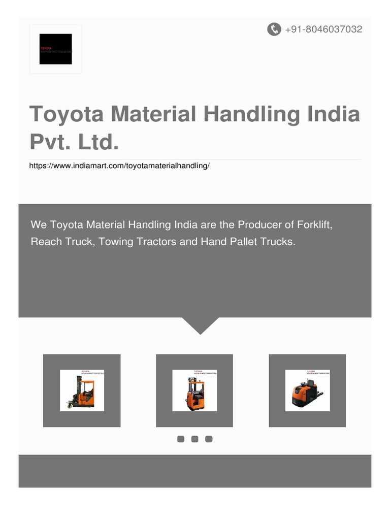 Toyota Material Handling India PVT LTD | PDF | Forklift | Toyota