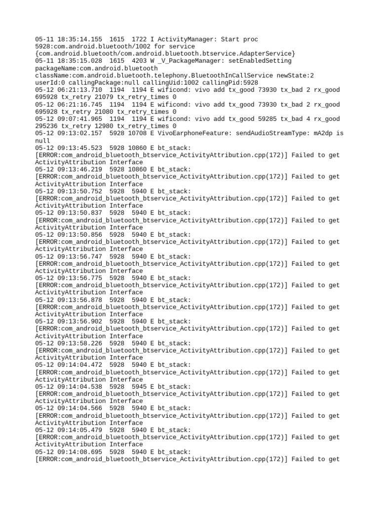 Bluetooth Service Errors Log | PDF | Mobile Computers | Computer Networking
