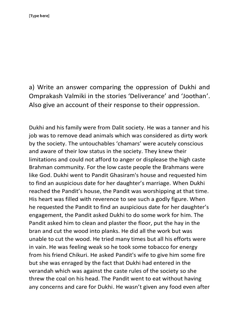 Dalit Struggles in 'Deliverance' & 'Joothan' | PDF | Dalit