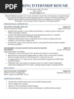 Engineering Resume For Internship Example Template