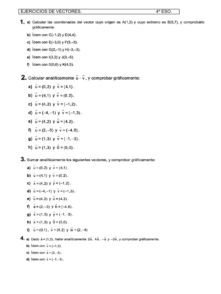 Ejercicios de Vectores y Rectas | PDF