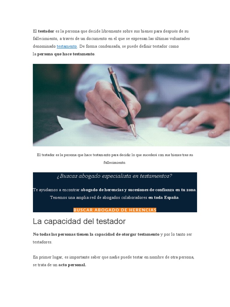 Capacidad del Testador en Testamentos | PDF | Derecho