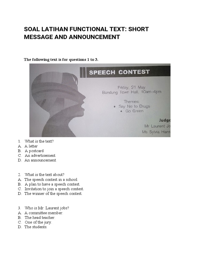 Short Functional Text Practice Questions | PDF | Sports & Recreation ...