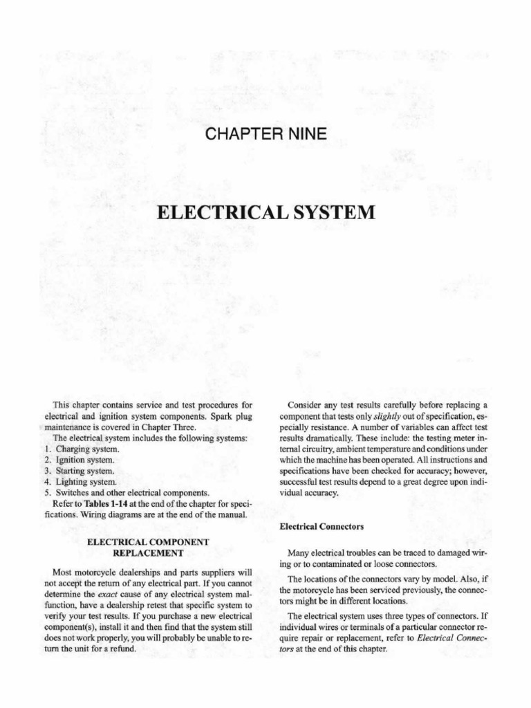 Chapter Nine ELECTRICAL SYSTEM | PDF