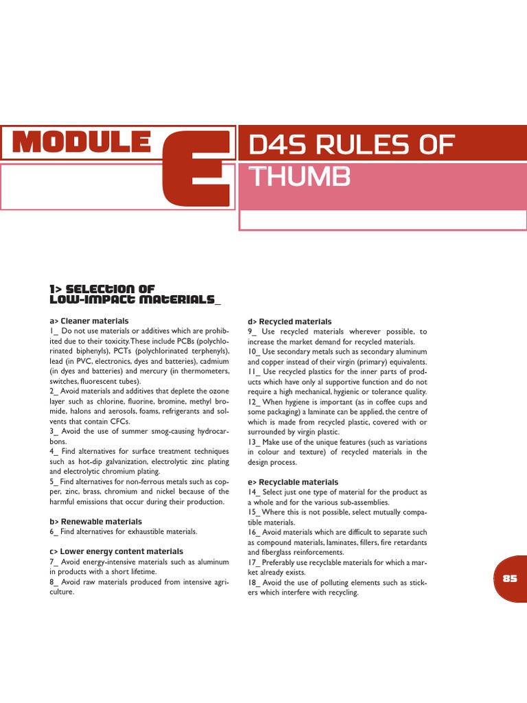Module - E - D4S Rules of Thumb | PDF | Recycling | Packaging And Labeling