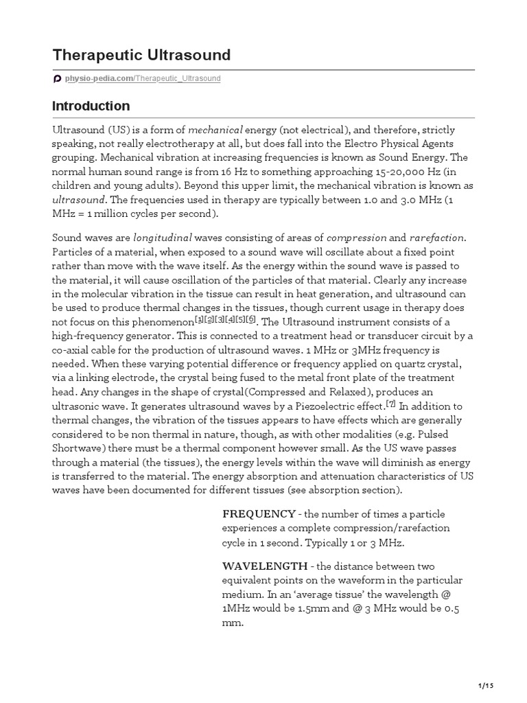 Therapeutic Ultrasound PDF Inflammation Hertz