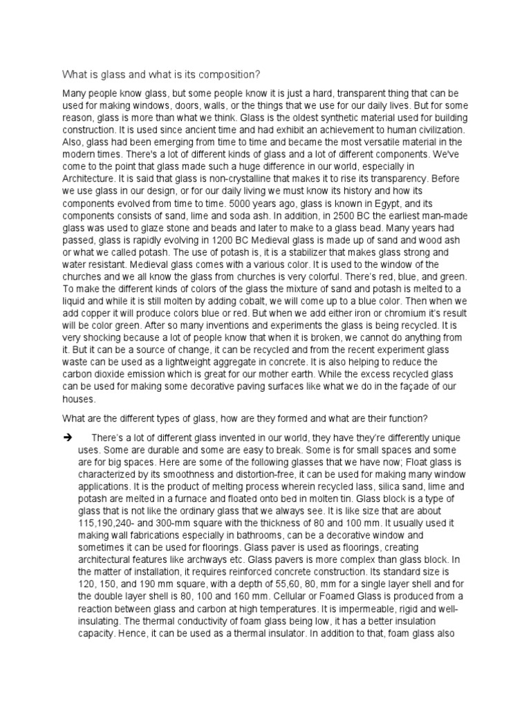 Understanding Glass Composition and Types | PDF | Glasses | Thermal ...
