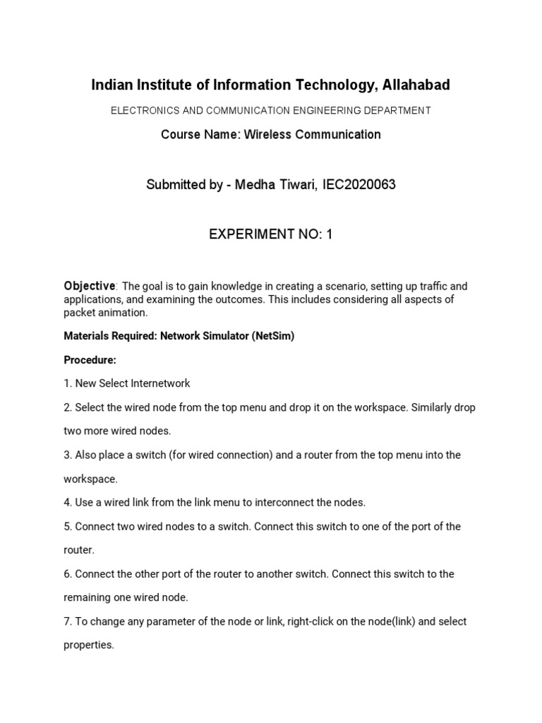 NetSim Wireless Communication Experiments | PDF | Network Topology ...