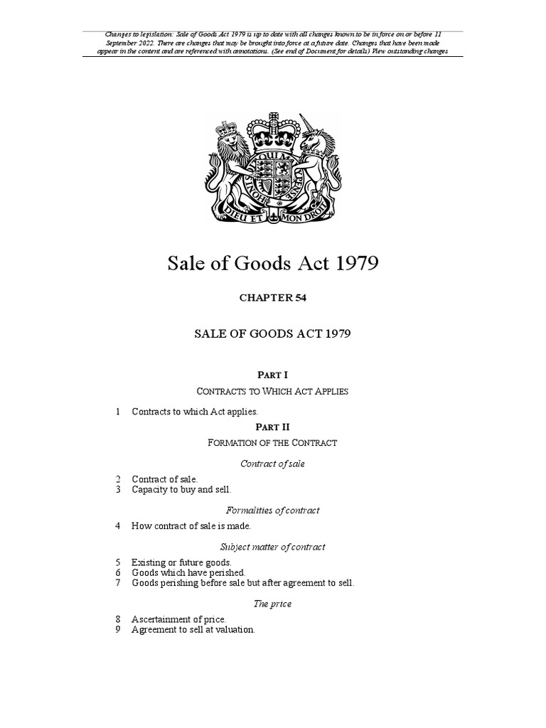 sales of goods act 1979 business to business