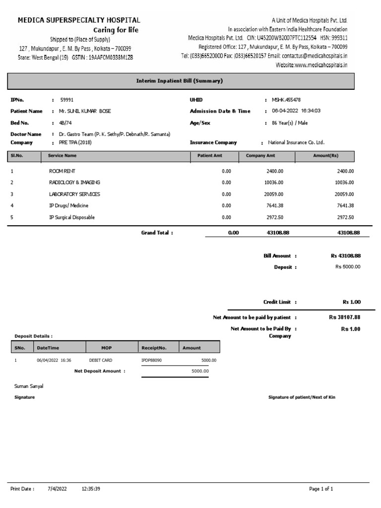 interim-inpatient-bill-summary-sl-no-amount-rs-service-name