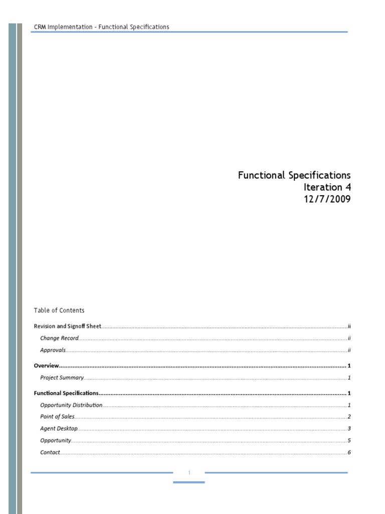 Functional Specification Iteration | PDF