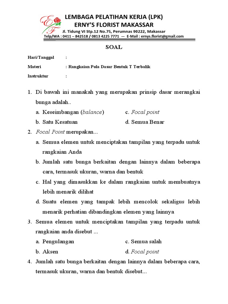 Rangkaian Bunga T Terbalik Dasar | PDF