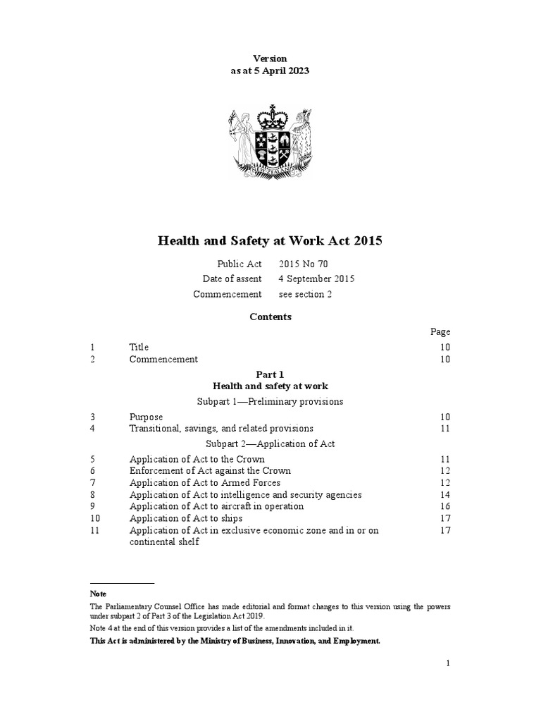 Health and Safety at Work Act 2015 PDF