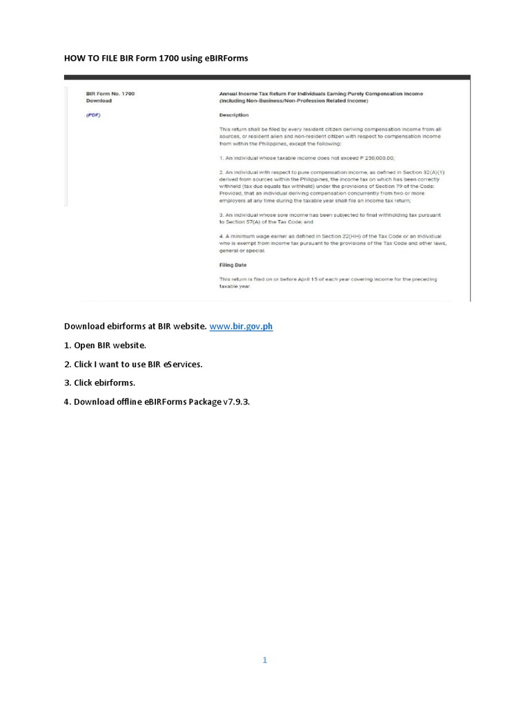 How to file bir form 1700 using ebirforms pdf tax return united