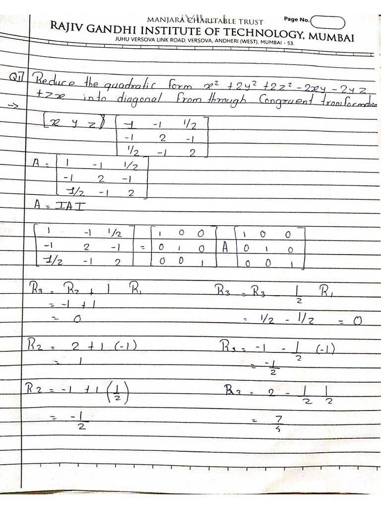 Quadratic Form (1) - 2 PDF | PDF