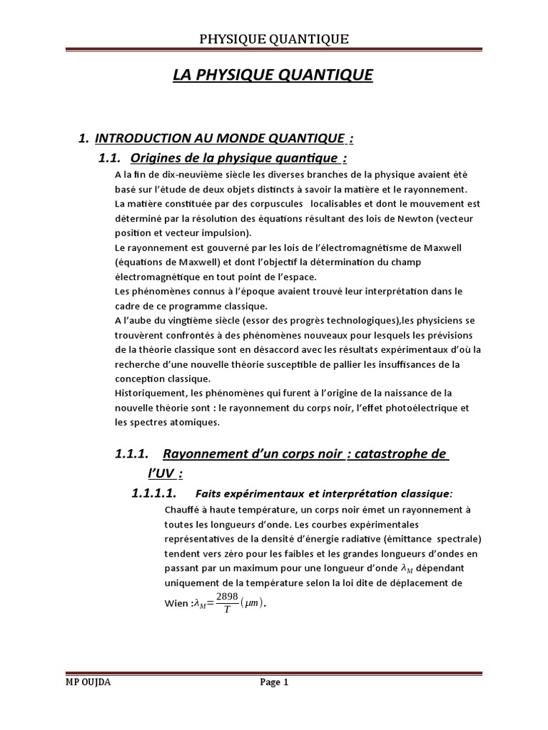 Introduction à la physique quantique | PDF | Photon | Équation de ...