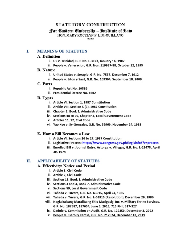 Statutory Construction Overview 2022 | PDF | Commission On Elections ...