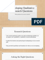 Developing Qualitative Research Questions