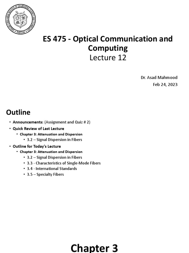 Signal Dispersion in Optical Fibers | PDF | Dispersion (Optics ...