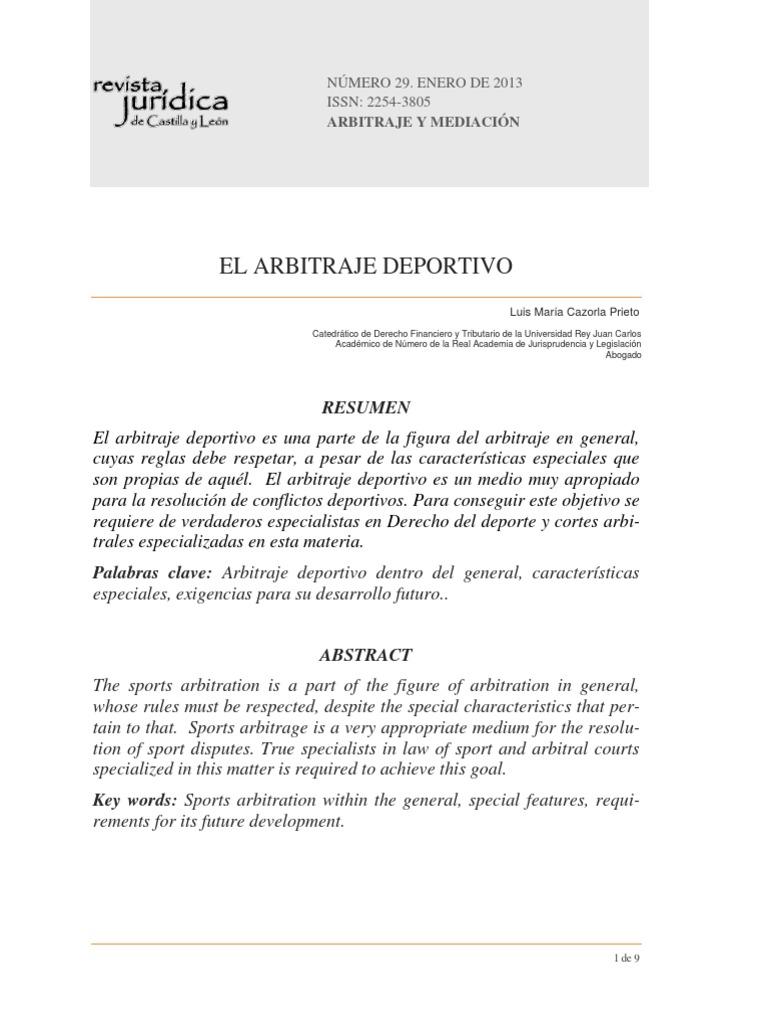 El Arbitraje Deportivo Digital Pdf Arbitraje Mediación