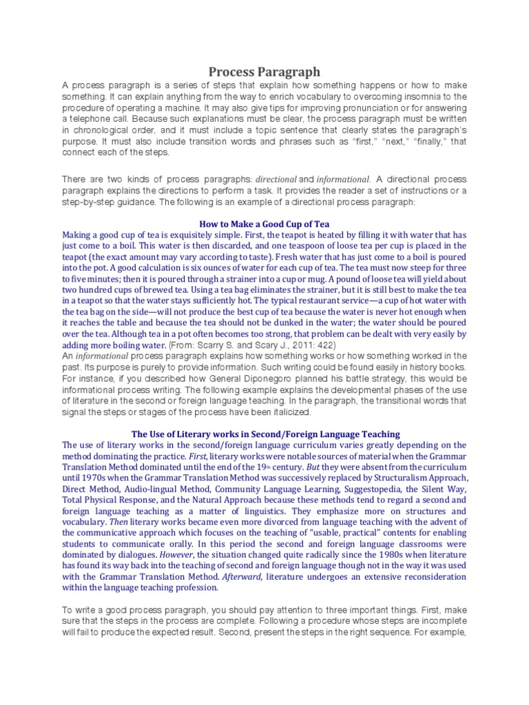 Process Paragraph | PDF | Language Education | Tea