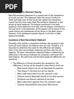 Bank Reconciliation Statement