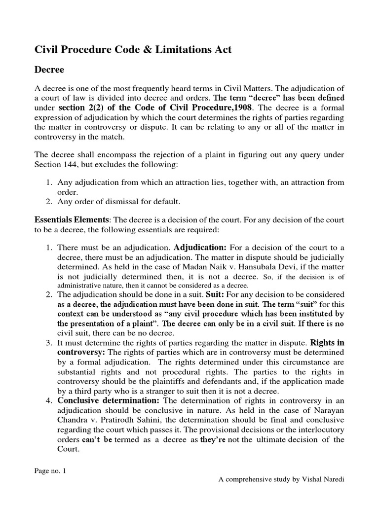 Civil Procedure Code & Limitations Act Sem-5 | PDF | Lawsuit ...