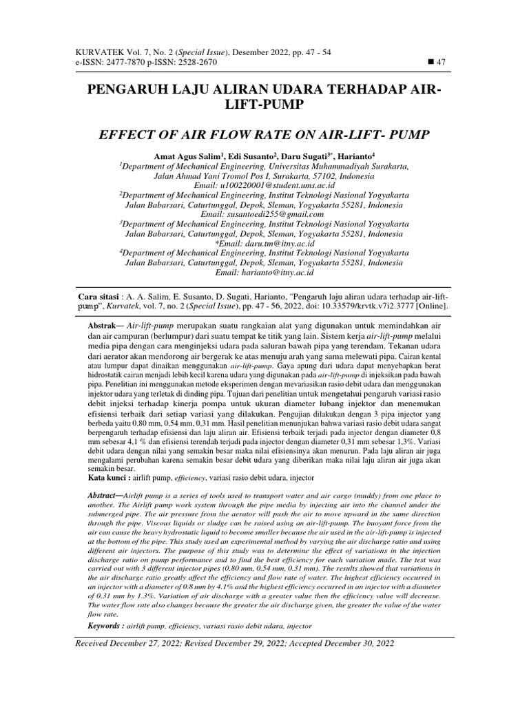 Effect of Air Flow Rate On Air-Lift - Pump | PDF