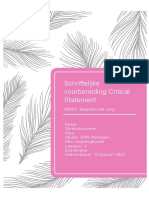 Voorbeeld Schriftelijke Voorbereiding Critical Statement Student 2021 2022 P2