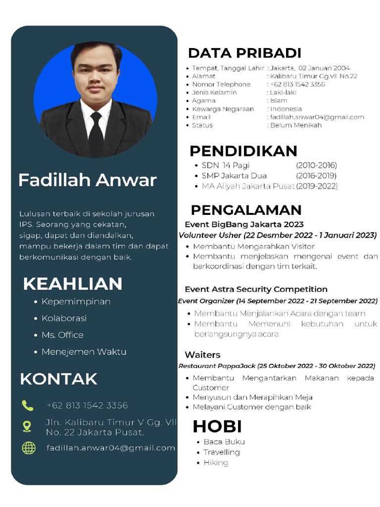 CV Fadillah Anwar PDF | PDF