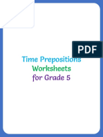Time Prepositions Worksheets Grade 5