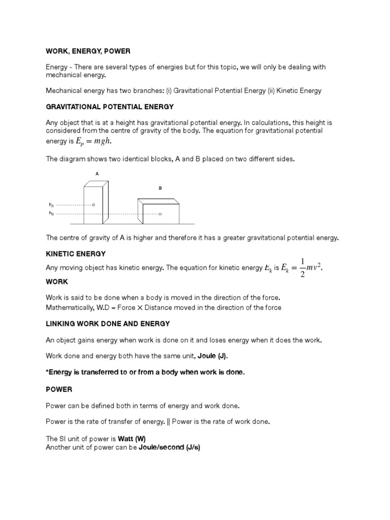 Understanding Mechanical Energy Work, Power, and the Laws of Energy