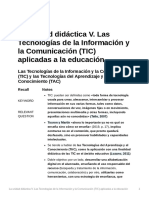 La Unidad Didctica v. Las Tecnologas de La Informacin y La Comunicacin (Tic) Aplicadas A La Educacin