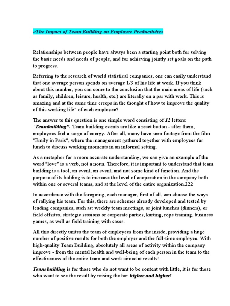 Team Building | PDF | Career & Growth
