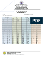 2ND Quarter Test - Answer Sheet