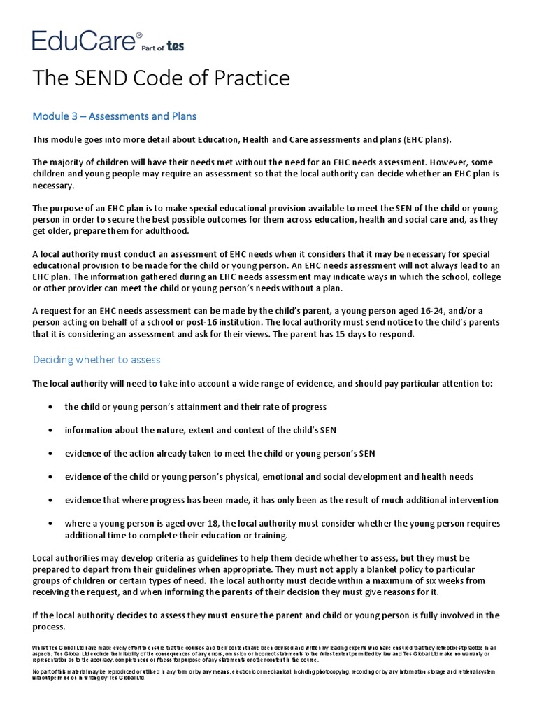 SEND Code of Practice 3 PDF PDF Social Work Information