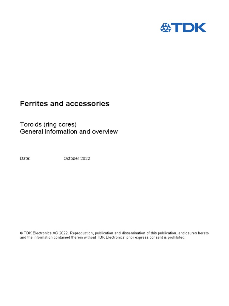 Toroids: Ferrite Ring Cores Guide | PDF | Inductor | Inductance