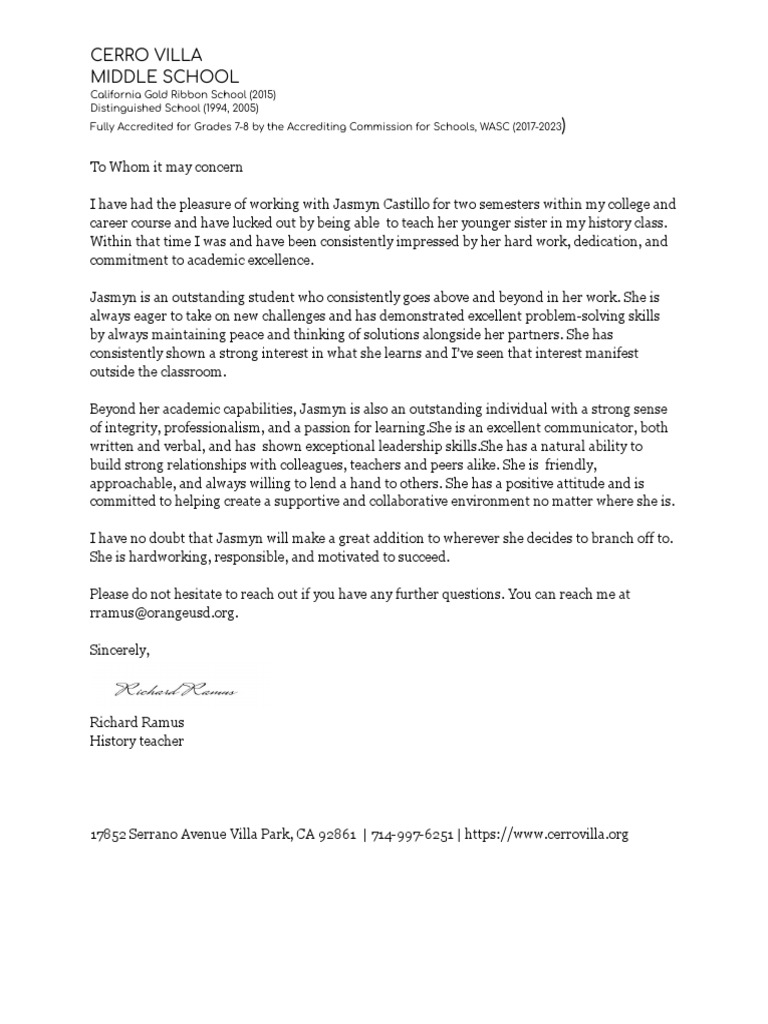 Letter of Rex Ramus PDF