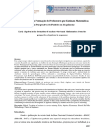 A Early Algebra Na Formação de Professores Que Ensinam Matemática: Sob A Perspectiva Do Padrão em Sequências