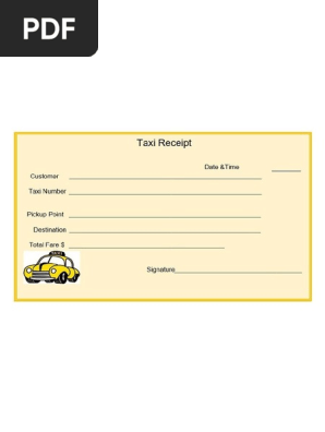 Printable Taxi Receipt Template 1